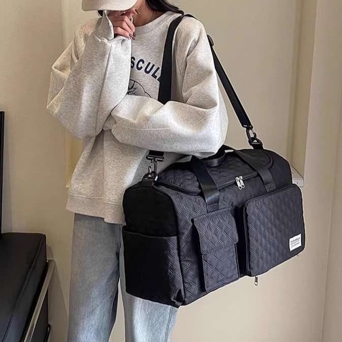 旅行バッグ キルティング加工 大容量ボストンバッグ