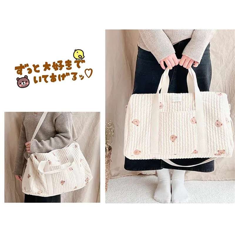 旅行バッグ ふわもこ動物柄キルトボストン
