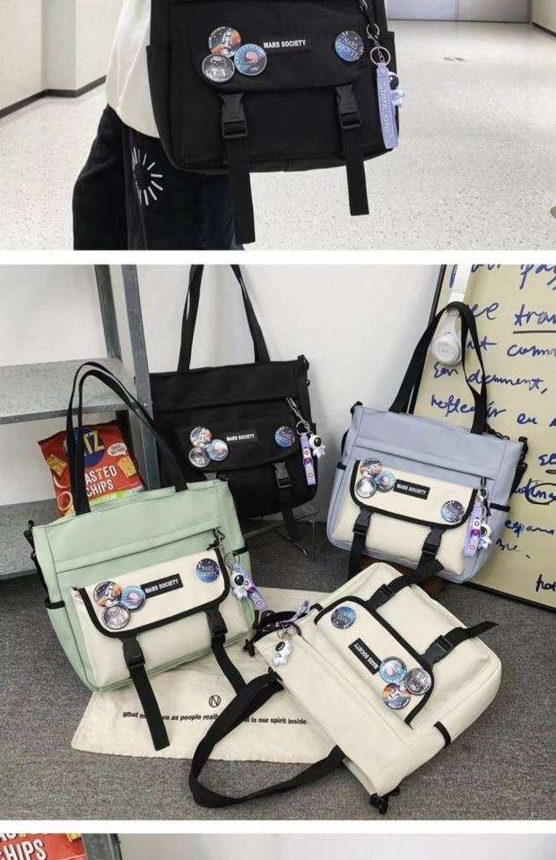 旅行バッグ 宇宙飛行士ワッペン付きメッセンジャーバッグ