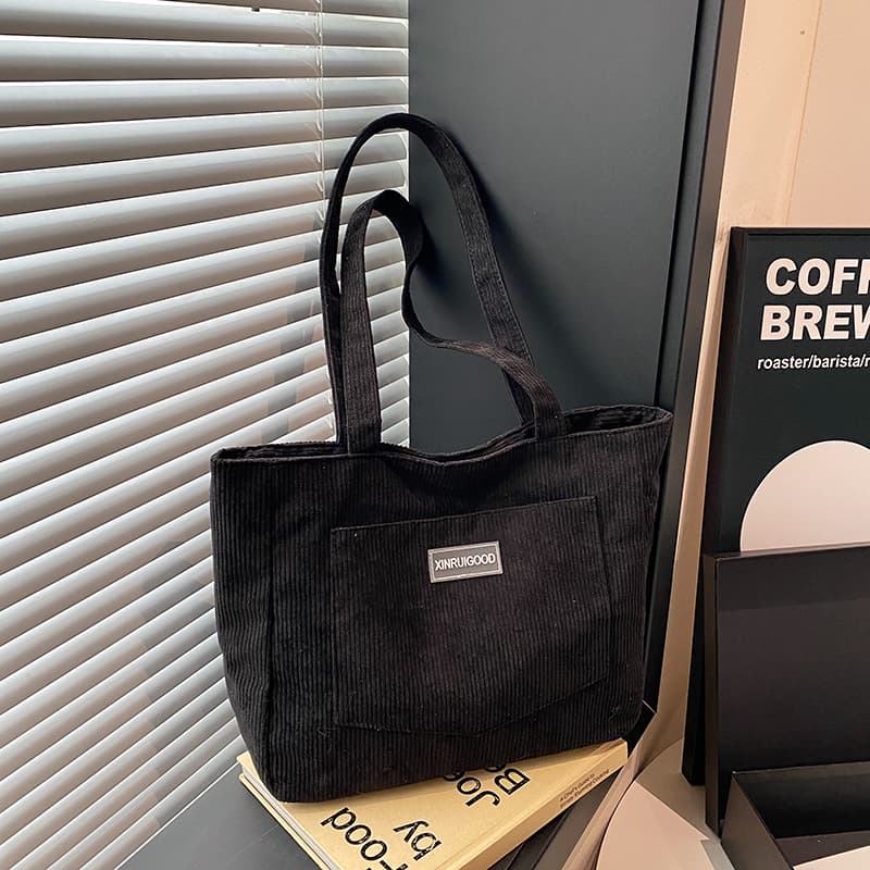 旅行バッグ コーデュロイ素材の大容量トートバッグ