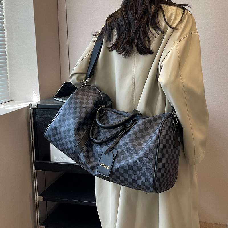 旅行バッグ 高級感溢れる市松模様のボストンバッグ
