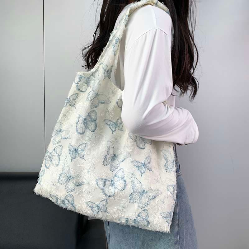 旅行バッグ 花柄刺繍入りエコバッグ