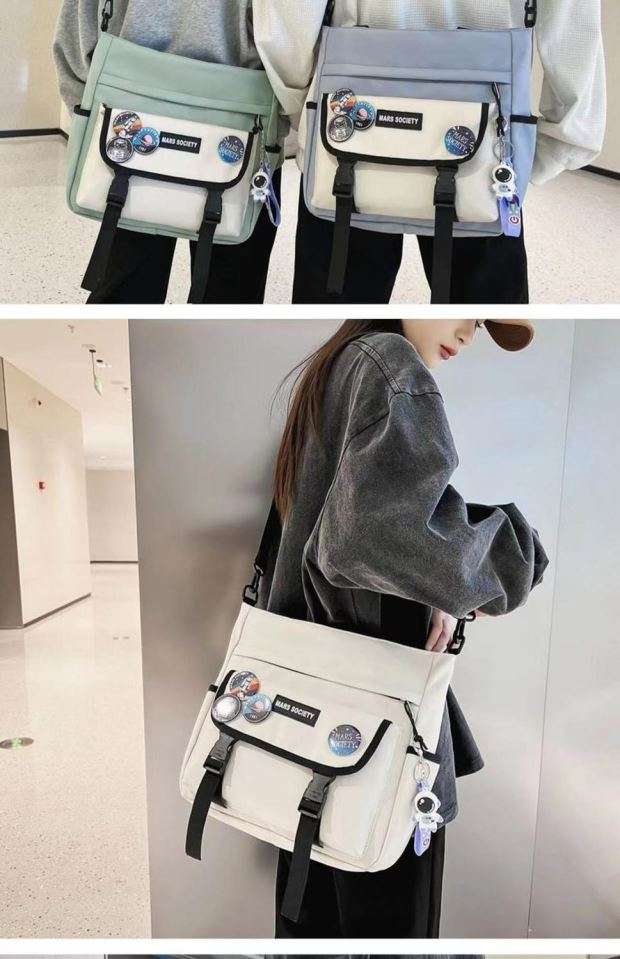 旅行バッグ 宇宙飛行士ワッペン付きメッセンジャーバッグ