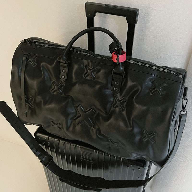 旅行バッグ 立体クロスデザイン高級ボストンバッグ