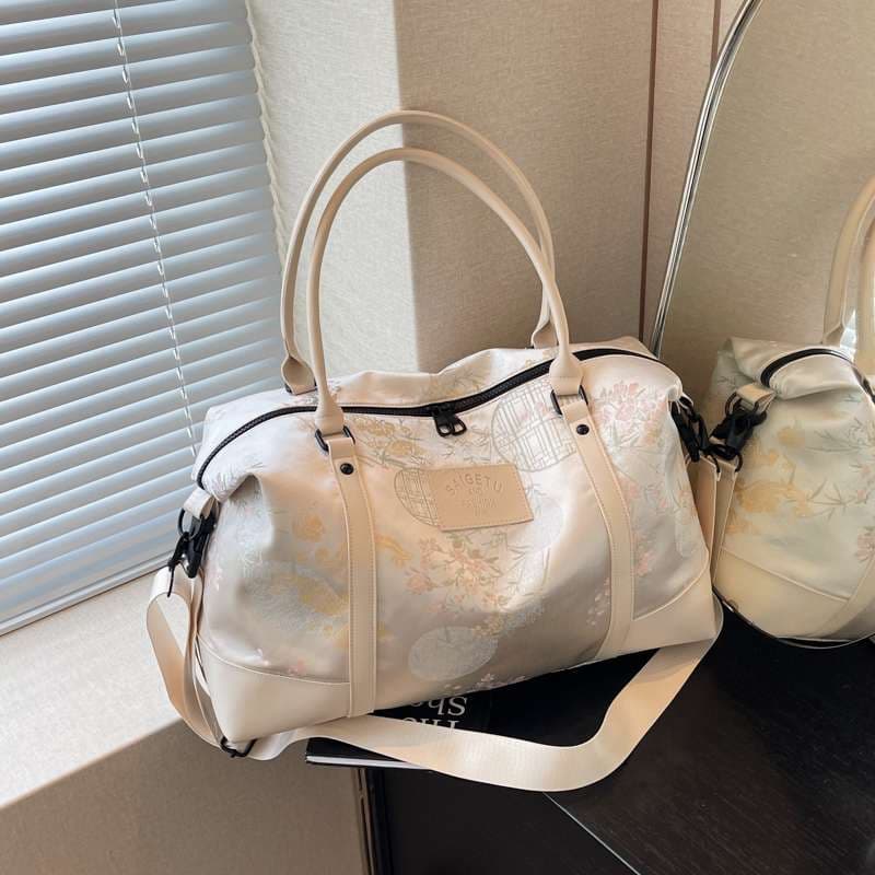 旅行バッグ 花柄エンボス加工トラベルバッグ