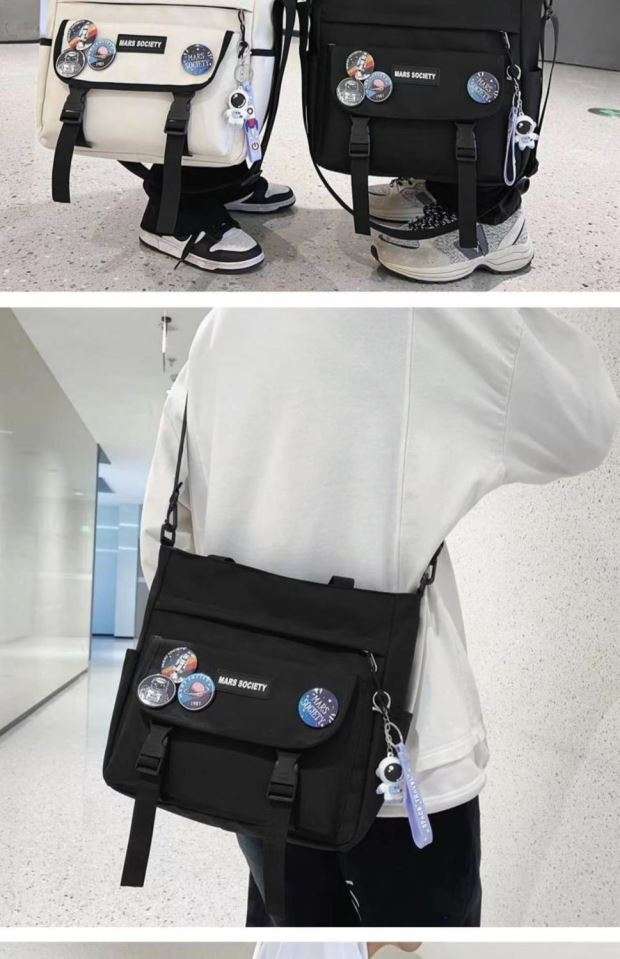 旅行バッグ 宇宙飛行士ワッペン付きメッセンジャーバッグ