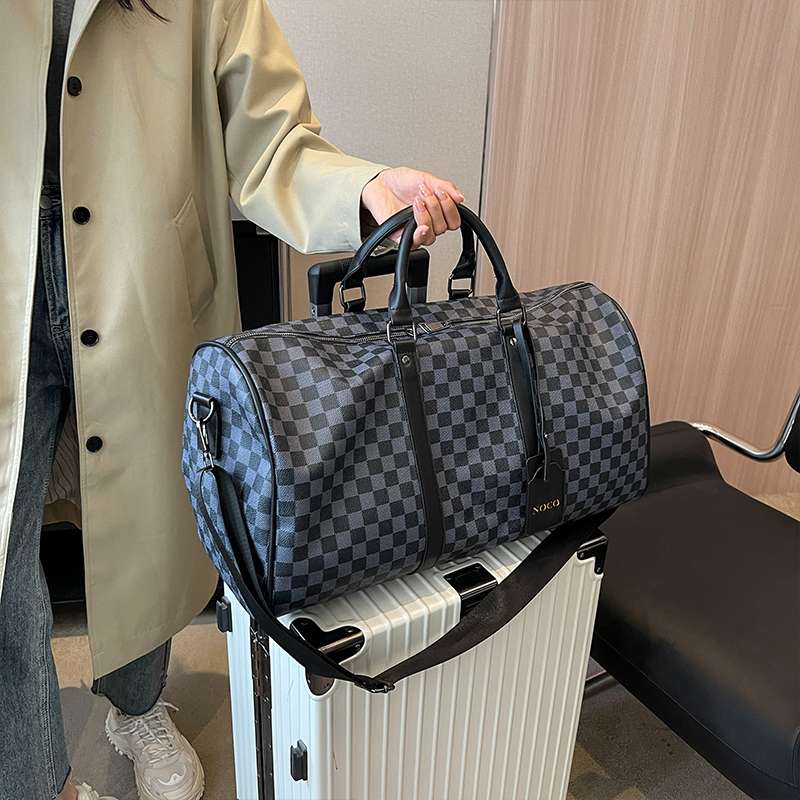 旅行バッグ 高級感溢れる市松模様のボストンバッグ