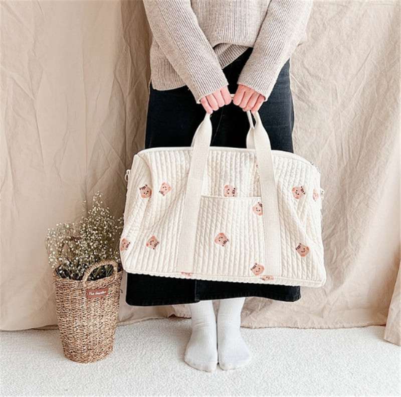 旅行バッグ ふわもこ動物柄キルトボストン
