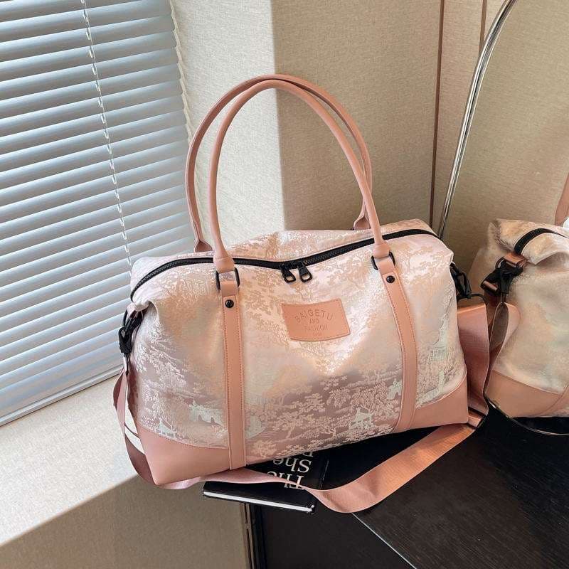 旅行バッグ 花柄エンボス加工トラベルバッグ
