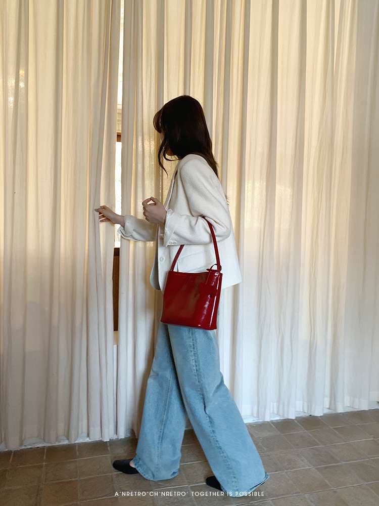旅行バッグ リボンモチーフ付きシンプルトート